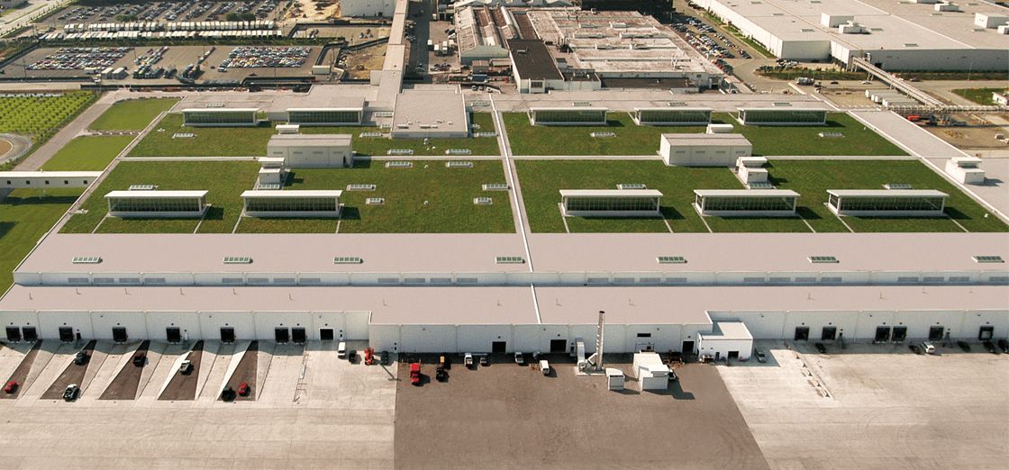 River Rouge Factory Living Roof. Reducing The Urban Heat Island Effect